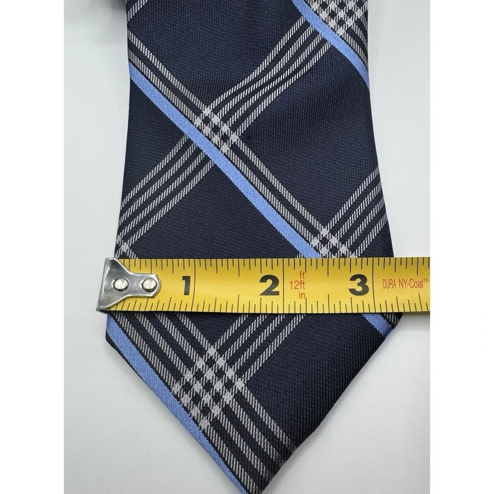 Michael Kors Tie Navy‎ Blue Plaid Check Silk Blend Classic Width Men's Necktie